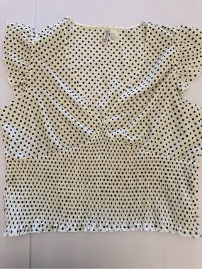 H&M Divided off white and black polka dotted top